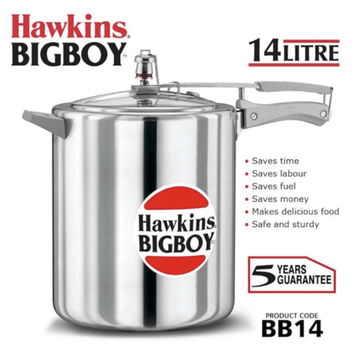 Hawkins Bigboy Pressure Cooker, 14 Litre, Silver (BB14) - Image 3